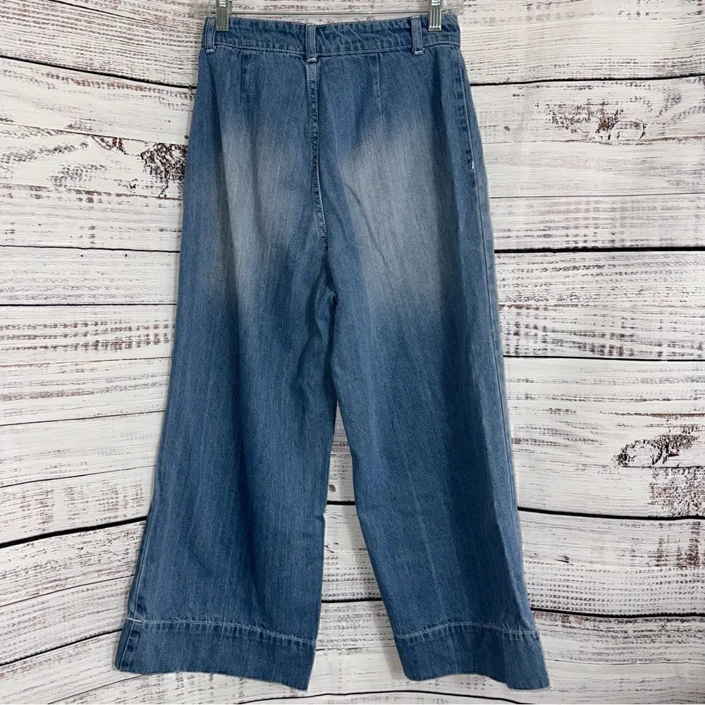 Salt + Soul jeans Womens Size Small High Rise Wide slouchy Leg Blue Cropped Boho
